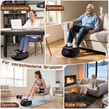Електричний масажер для ніг Shiatsu з пультом дистанційного керування, компресією повітря, функцією підігріву, декількома режимами, для офісу та дому, підходить до 46 розміру EU
