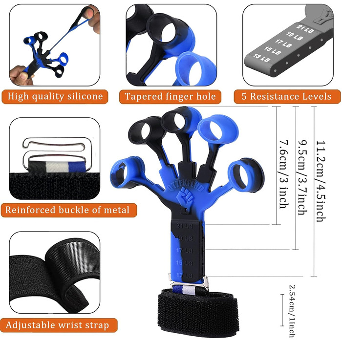 Набір для тренування сили хвата (5 шт.) Griffkrafttrainer, для розвитку м'язів та реабілітації, блакитний