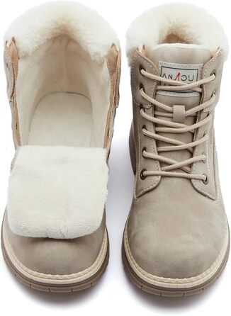 Черевики для ходьби ANJOUFEMME для жінок, зимові черевики, водонепроникні та теплі, для активного відпочинку, трекінгу та зимової ходьби, 40 EU, колір: сірий з хутром