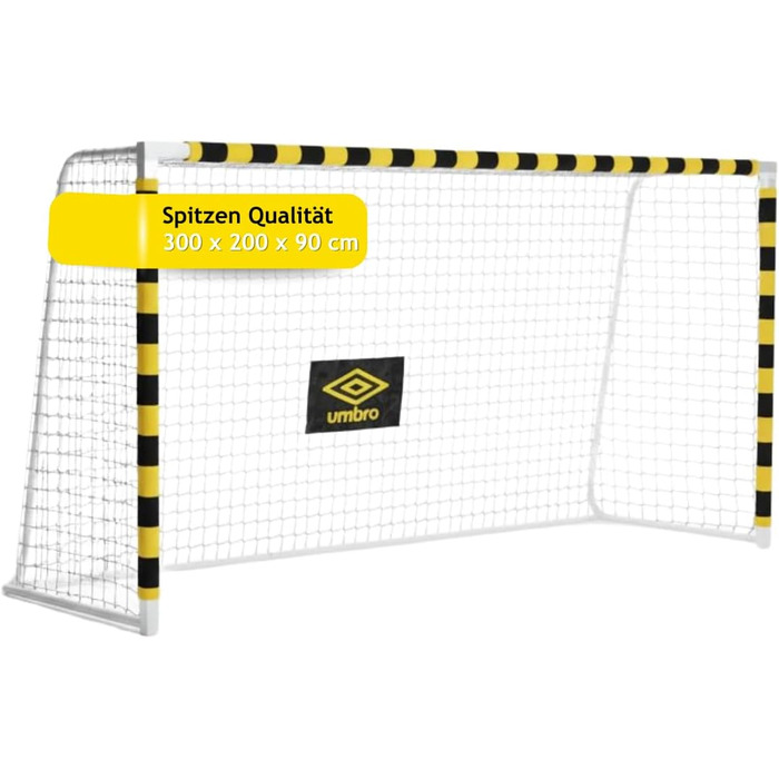 Ворота для футболу Umbro - великі, металеві, чорно-жовті, 300x200x90 см - для дітей та дорослих, для тренувань в приміщенні та на вулиці