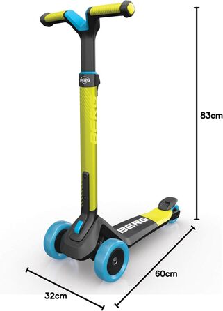 Дитячий самокат BERG Nexo складаний, регульований, для дітей 2-12 років, висота 67-83 см, з ергономічним гальмом та керуванням нахилом