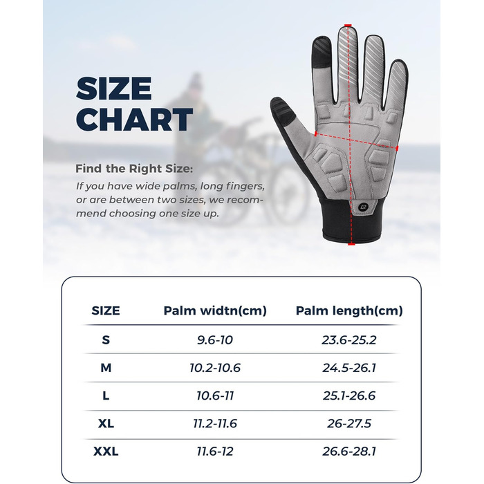 Велосипедні рукавички ROCKBROS для жінок та чоловіків, зимові, Thinsulate, теплі, сенсорні, для MTB, катання, альпінізму, бігу та активного відпочинку (XXL, Thinsulate)