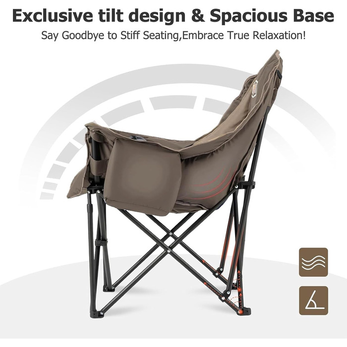 Овермонт Розкладне крісло для кемпінгу з підігрівом XL для дорослих – ідеально для зимових походів, риболовлі (Хакі)