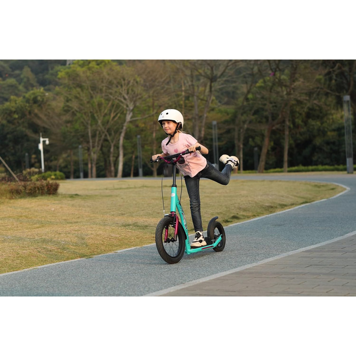 Самокат дитячий STAR SCOOTER City Kick Scooter 16 дюймів, з повітряними колесами, регульована висота, м'ятний колір