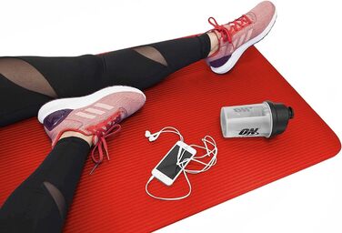 Йога мат TechFit: неслизька, товста (10 мм), для фітнесу, пілатесу, кемпінгу, аеробіки (червона)