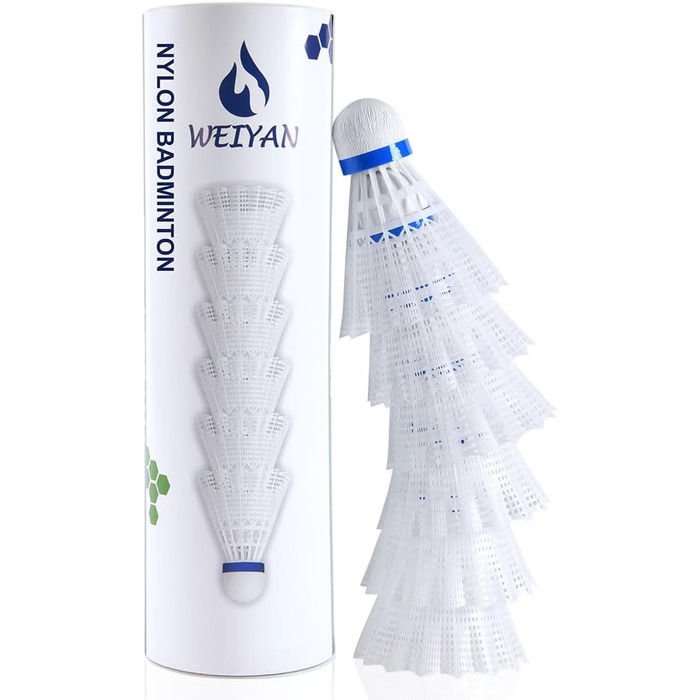 Набір для бадмінтона Flintronic, 6 нейлонових воланів, висока стабільність та довговічність, для тренувань в приміщенні та на вулиці, білий (6 шт.)