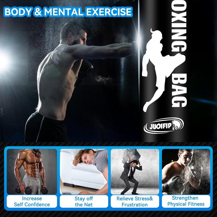 Стенд для боксерського мішка 69'' (175 см) для дорослих, мішок для ударів, боксерське обладнання, мішок для кікбоксингу, надувний мішок для ударів зі стійкою для тренувань MMA, Муай Тай, фітнесу