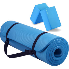 БалансФром GoYoga універсальний йога-мат, товщина 1,27 см, висока щільність, протиковзкий, з ременем і блоками для йоги