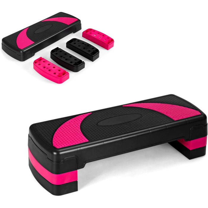 GYMAX Steppbrett регульоване по висоті, степер з 3 сходинками (10/15/20 см), аеробічний степбірд до 250 кг, Stepbench з PP для гімнастики, фітнесу та тренувань