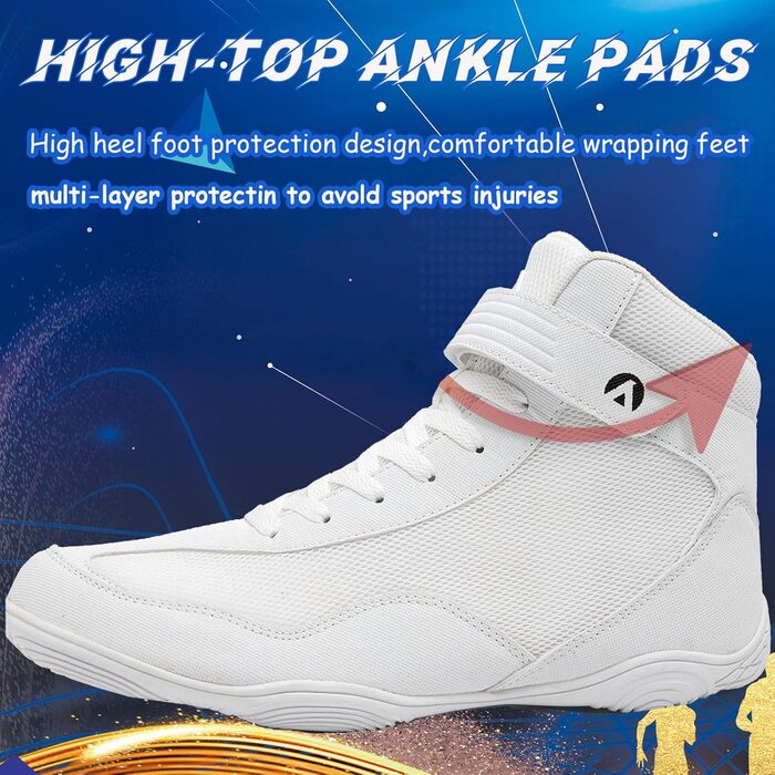 Черевики для боротьби чоловічі, антиковзкі, дихаючі. Підходять для боротьби, боксу, кросфіту, важкої атлетики, бодібілдингу (37 EU, білі)