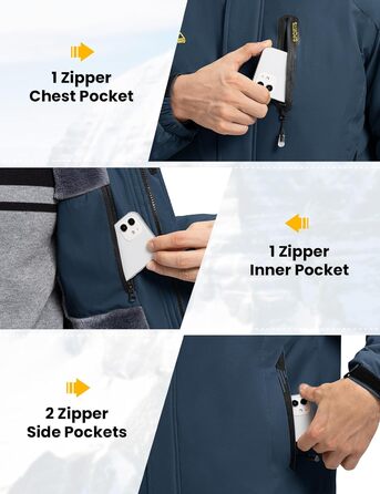 Сніговий костюм Rdruko для чоловіків, водонепроникний, з утепленим флісом, капюшон, для активного відпочинку в горах (Джинсовий синій, XL)