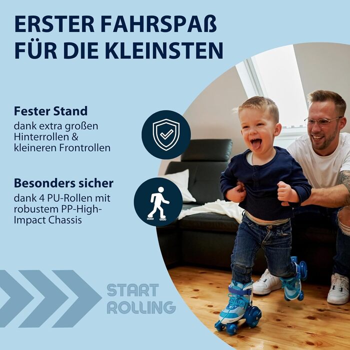 Роликові ковзани HUDORA My First Quad для дітей (26-29, Цянь) - розмір регулюється, великі колеса