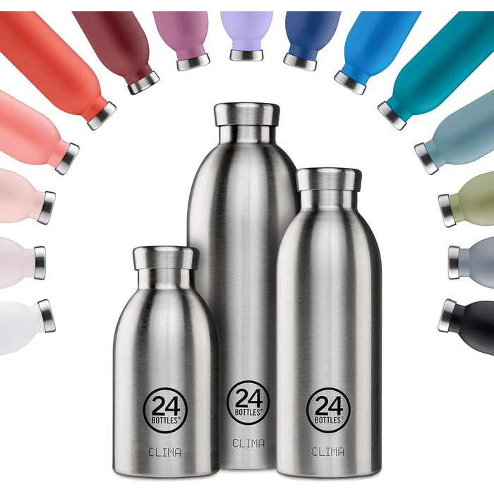 Термобутилка Clima Bottles з нержавіючої сталі, 325/482 мл, італійський дизайн, 100% герметична, зберігає тепло 12 годин, холод 24 години