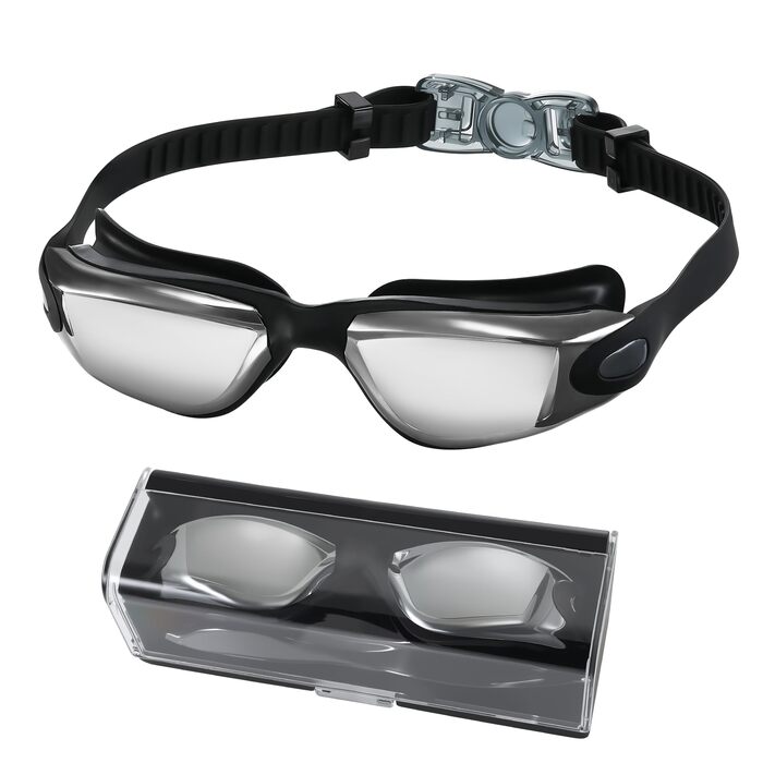 Окуляри для плавання чоловічі та жіночі Schwimmbrille, антифог, чорні