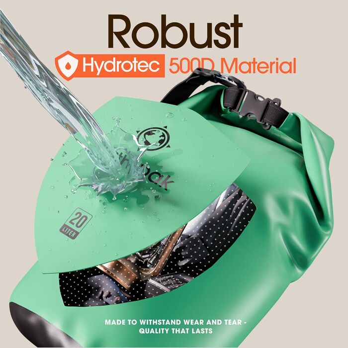 Earth Pak Packsack Rolltop 10L: Водонепроникний рюкзак з водонепроникним чохлом для телефону - для каякінгу, походів, кемпінгу, риболовлі, сплавів (Морський пінограй)