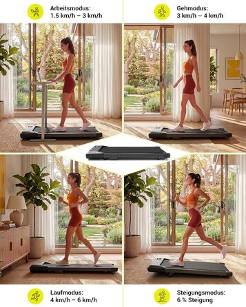 Складана бігова доріжка MJWW Raceable Walking Pad з нахилом 6-9%, потужність 2.5/3.0 HP, керування через додаток, AI-тренування, LED-дисплей, Jet Black 90 см, для дому та офісу