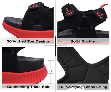 Чоловічі сандалі KuaiLu для трекінгу та відпочинку: ортопедичні, зручні, літні, пляжні, чорно-червоні, розмір 45 EU