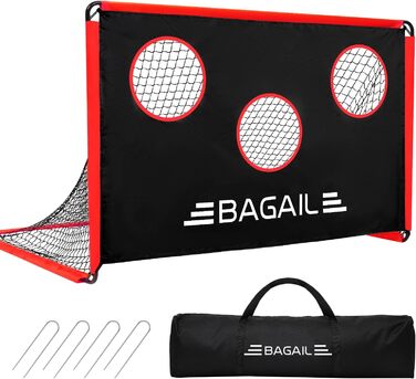 Bagail футбольні ворота 2-в-1 з мішенню, 6х4 фути, червоні, з переносною сумкою, легке складання, для тренувань та ігор у саду