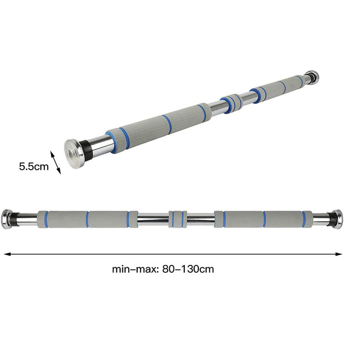 Турнік для дверей Klimmzugstange: регульований, 80-130 см, 150 кг, сірий
