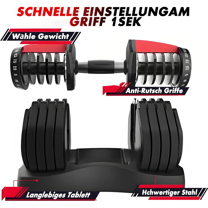 Регульовані гантелі 15 в 1: набір для силових та домашніх тренувань (24-40 кг)
