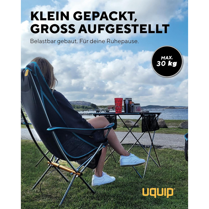 Стіл кемпінговий Uquip Liberty L Grey 58x65x80 см - алюмінієвий складаний стіл для пікніка, кемпінгу, фестивалів та саду (вантажність 30 кг)