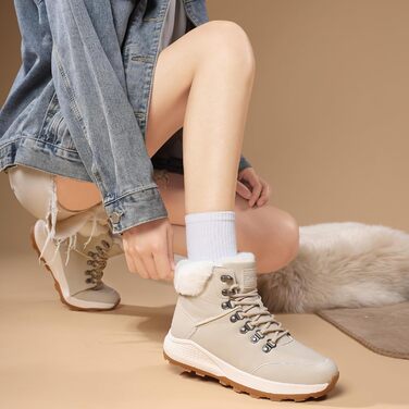 Жіночі зимові черевики, зимові чоботи, утеплені снігоступи, Outdoor, трекінг, похідні черевики, бежевий, 38 EU