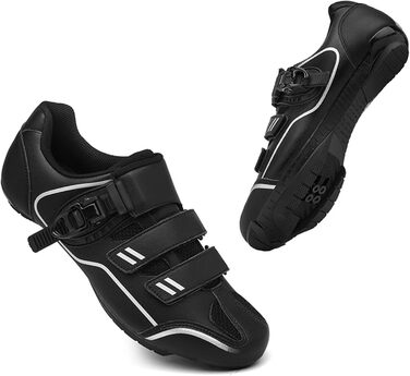 Велосипедні черевики MTB для чоловіків та жінок, сумісні з SPD, з клітами, чорні (42 EU)