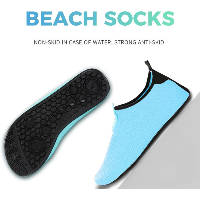 Чоловічі та жіночі аквашузи для плавання, серфінгу та відпочинку на пляжі. Швидка сушка, розмір 39/40 EU, світло-блакитні