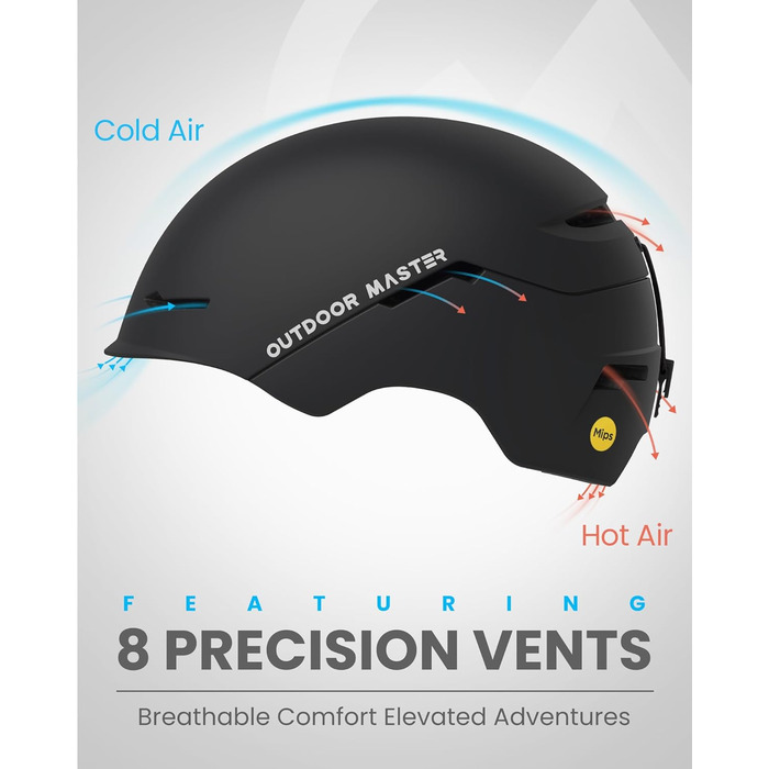 Шолом OutdoorMaster ELK MIPS для гірськолижного спорту та сноубордингу, чорний мат, M