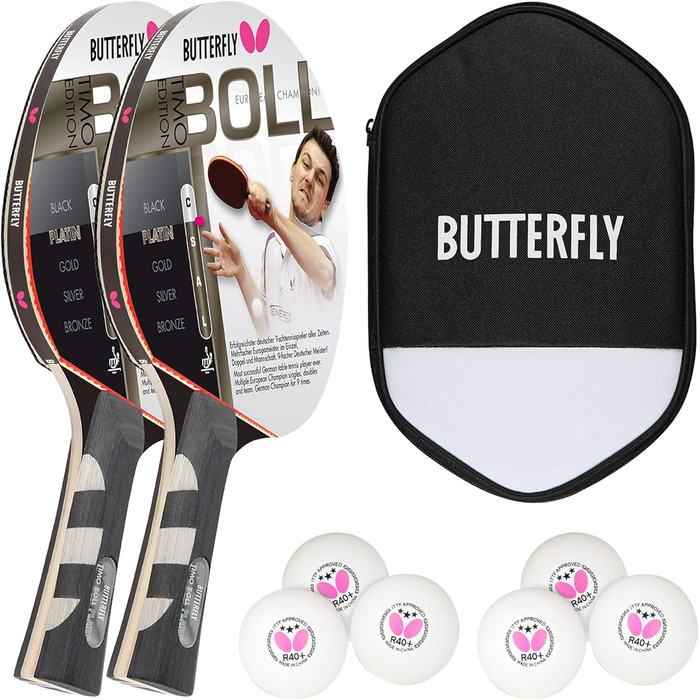 Набір для настільного тенісу Butterfly Timo Boll Platin: 2 ракетки, чохол, 2 м'ячі 3*** ITTF R40+