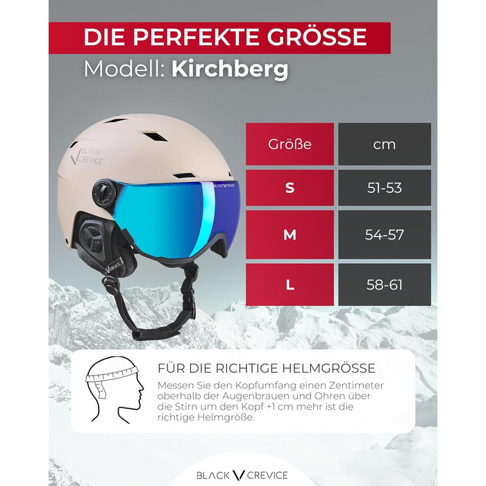 Чорний гірськолижний шолом BLACK CREVICE Kirchberg з візором та вентиляційними отворами - дихаючий шолом для чоловіків та жінок, колір simply taupe 2, розмір L (58-61 см)