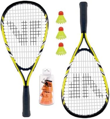 Дитячий набір для швидкого бадмінтону VICFUN Speed-Badminton 100: 2 ракетки, 3 волани, преміум-чохол, жовто-чорний