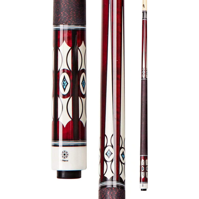 Професійний бильярдний кий Collapsar CH01 з м'яким кейсом, 147 см. Локшина з червоного акорну з кремовими наконечниками, чорне ірландське полотно, червоний грифель.