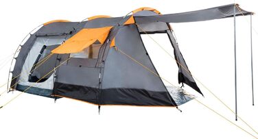 Намет CampFeuer Super+ для 4 осіб | Великий тунельний намет з 2 входами та тамбуром, водовідштовхування 3000 мм | Намет для відпочинку, кемпінгу, сімейний намет сірого кольору