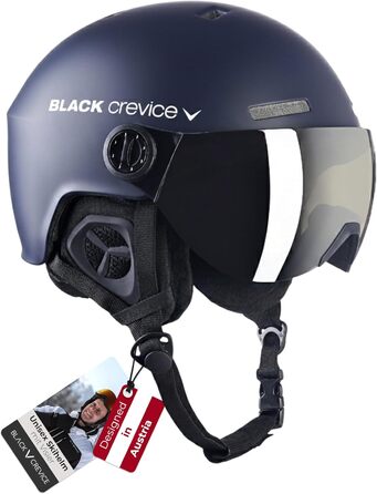 Шолом гірськолижний BLACK CREVICE Gstaad з візором (navy/white) | Полікарбонат, регулювання розміру, дихаючий | для чоловіків та жінок