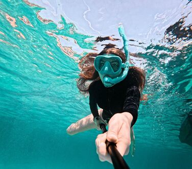 KAIMANA AquaVision Prolite набір для снорклінгу для дорослих з чохлом, зручна силіконова маска для плавання, альтернатива сноркл-масці, тканинний/силіконовий ремінець, бірюзова