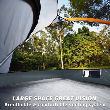 Сімейне намет UNP для 3 осіб, водонепроникний, вітростійкий, з захистом від дощу, легко встановлюється, для кемпінгу, 240 x 210 x 120 см (сірий)