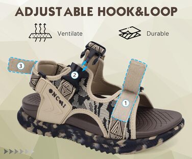 Чоловічі сандалі Oncaі Wandersandalen Trekking Ortho – зручні ортопедичні сандалі для відпочинку та спорту, розмір 44.5 EU, колір бежево-коричневий камуфляж
