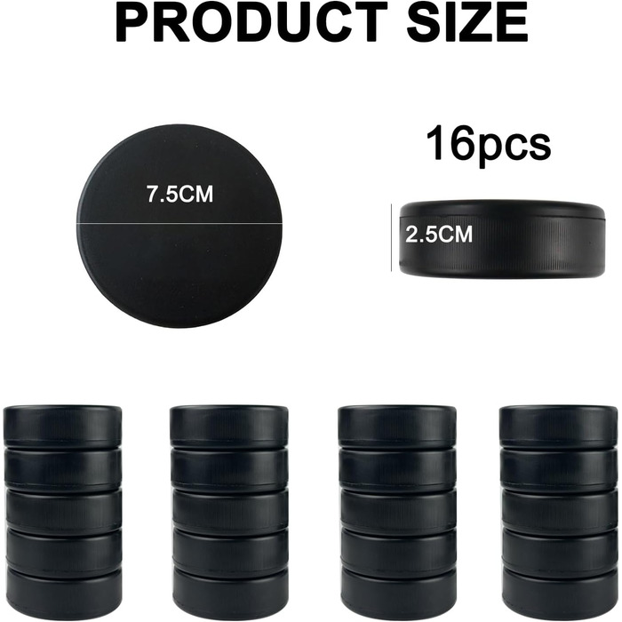 Набір хокейних шайб Noaya 16 шт. – 7,6 x 7,6 x 2,5 см. Ідеально для тесхокею, ковзанки, тренувань та гри. Хокейне обладнання для початківців та професіоналів.