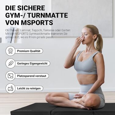 Гімнастичний мат MSPORTS Turnmatte Premium складаний м'який килимок для спорту та дітей, чорний, 190 x 80 x 5 см
