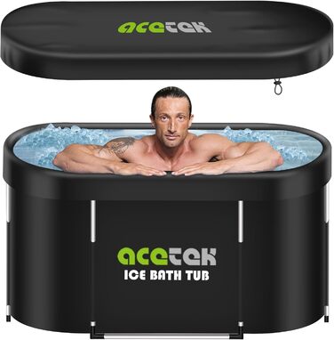 Acetek 380L Велика овальна ванна для крижаних купань, багатошарова портативна ванна для спортсменів 115 см, для відновлення, для вулиці та дому