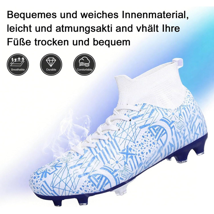 Чоловічі футбольні бутси Madame Fussballschuhe, розмір 36 EU, біло-блакитні