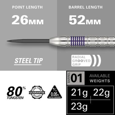 Дарти Target Luke Littler 80% Tungsten (21/22/23г) - Професійний набір сталевих дартсів з аксесуарами