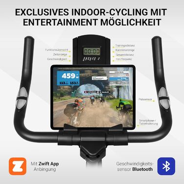 Преміум велотренажер MSPORTS Indoor Cycling Bike Black, 8 кг маховик, магнітний опір, Bluetooth, фітнес велоергометр для дому