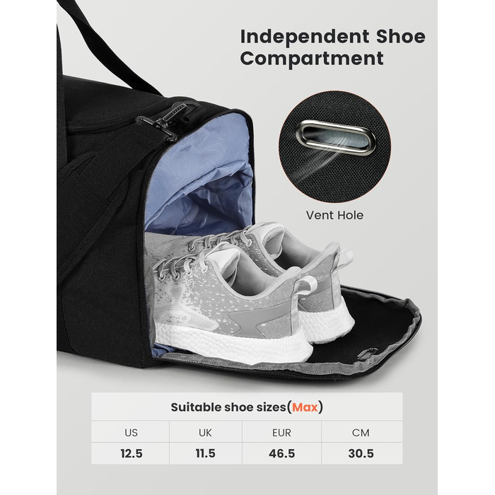 Спортивна сумка SKYSPER 40л з рюкзаком, для залу, подорожей, басейну (чорна)