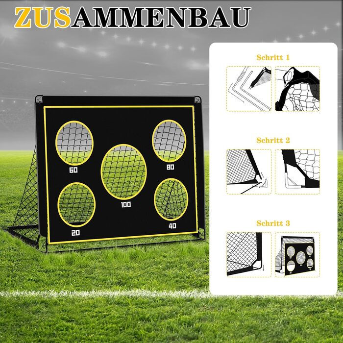 Дитячі ворота для футболу, 2-в-1 Pop-Up ворота, складані, для саду, на вулицю, з чохлом, 120x90 см, чорний