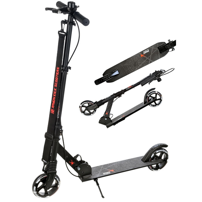 Дитячий самокат RAVEN Tretroller з ручним гальмом та світлодіодними колесами | складний, регульована висота, ремінь для перенесення
