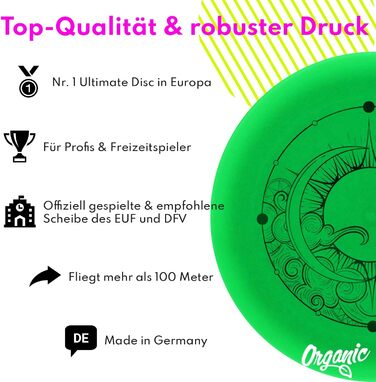 Фрісбі Ultimate Eurodisc 175г Nightglow (світний) Блакитний 27.5 см - професійний диск для змагань