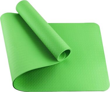 Килимок для йоги BODYMATE Premium TPE 183x61 см, нековзкий, фітнес-мат для йоги, пілатесу, спорту, товщина 6 мм, зелений