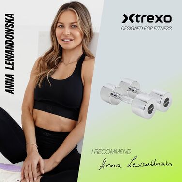 Набір гантелей XTREXO 2 шт. (2.5-12 кг) з хромованою поверхнею, сталеві, з неслизьким грифом – для силових тренувань вдома та у спортзалі